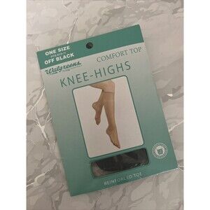 Walgreens Comfort Top Knee Highs One Size Fits 8.5-11 Off Black Reinforced Toe